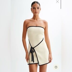 Meshki Strapless Cream Dress with Black Trim